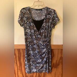 Notations Floral Ruched Cap Sleeve Dress